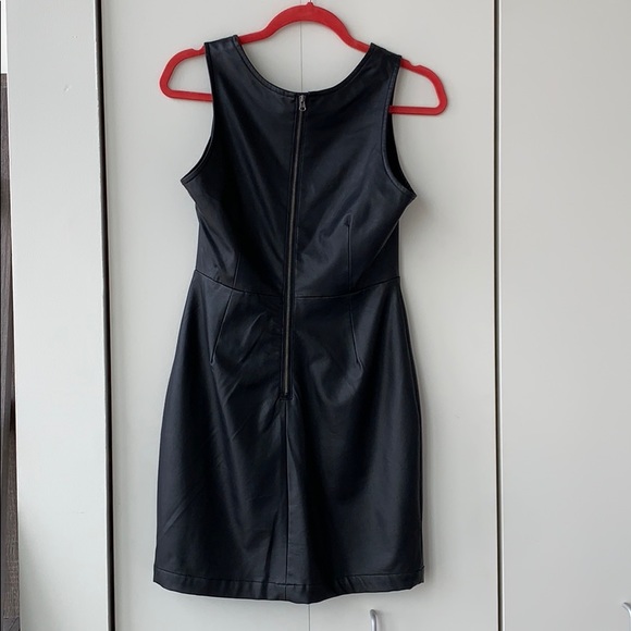 Fitted Black Faux Leather Mini Dress - Picture 2 of 3